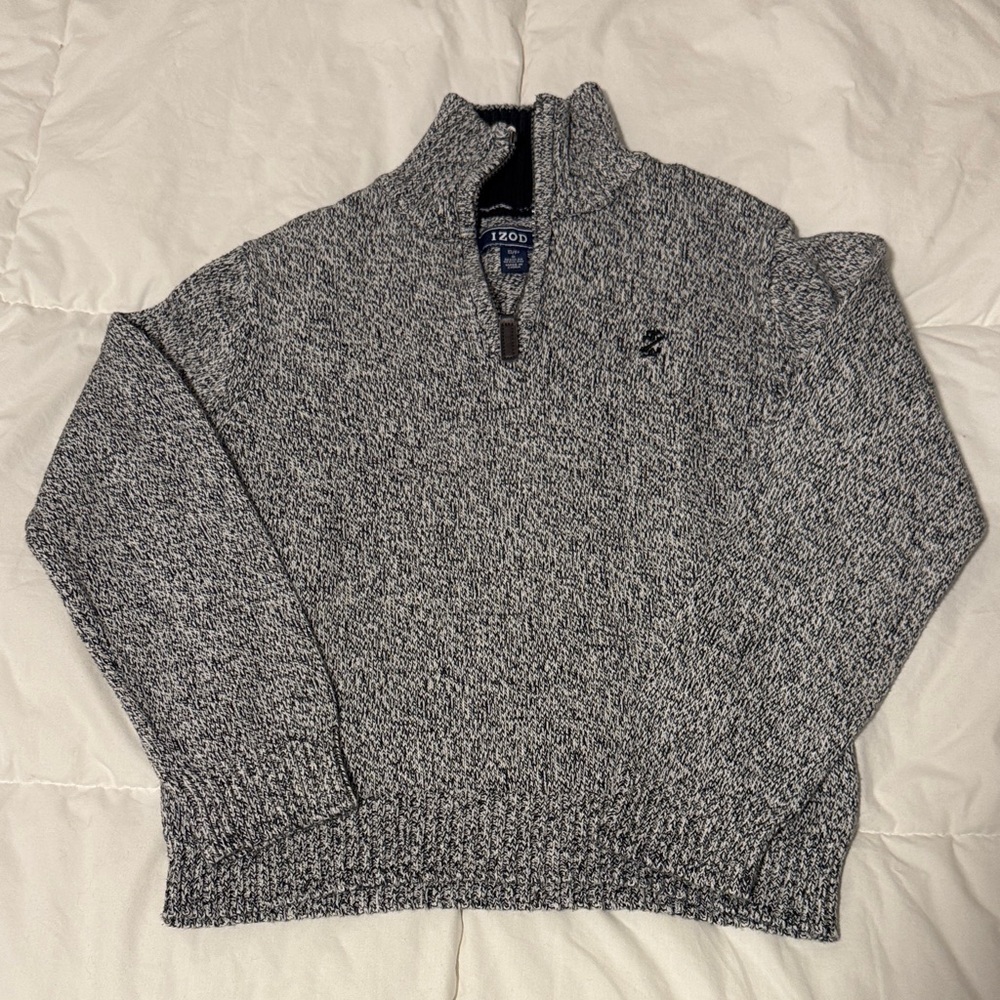 IZOD Boys Black and White Zip-Up Sweater